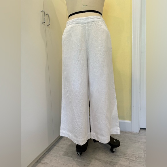 Chico's Pants - Summer = White Linen Wide-Leg Pants